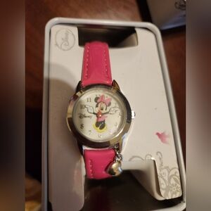 Disney Pink Leather Strap Watch